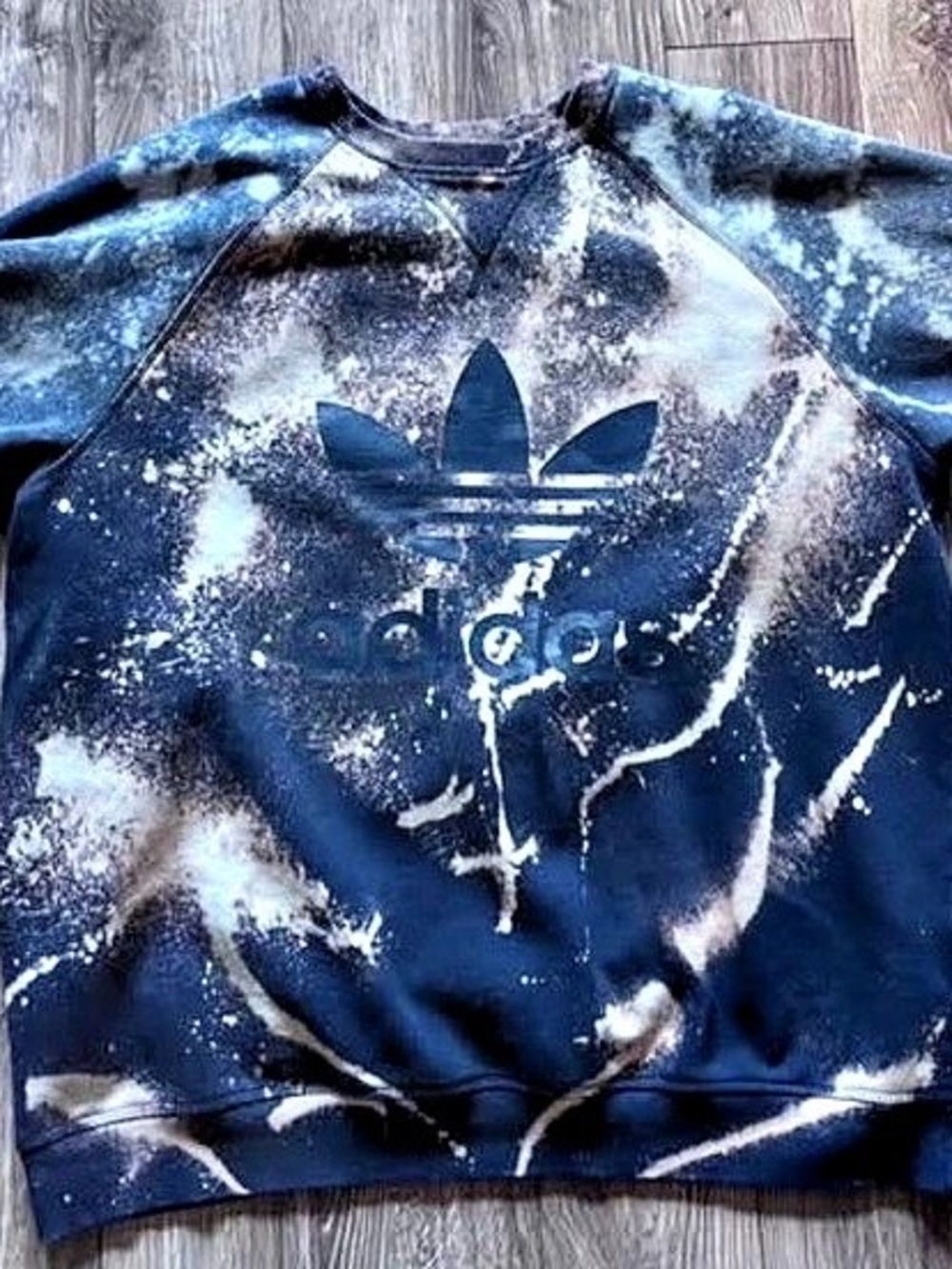 adidas Tie-Dye Logo Sweatshirt in Blue & White